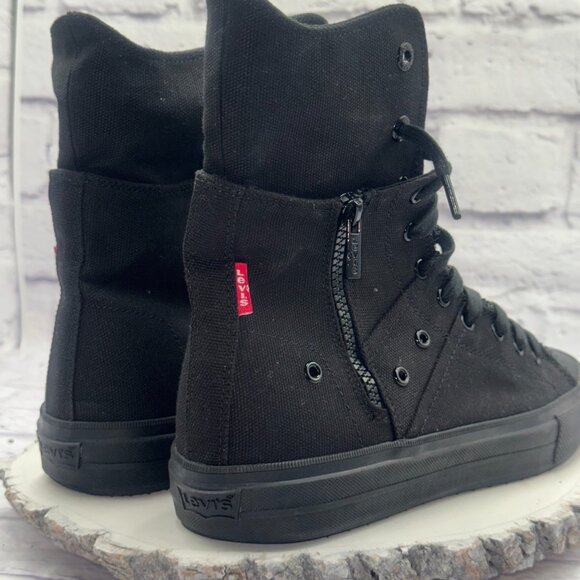 Levi’s Men's Zip Extra Hi Triple Black Canvas Shoes Sneaker Size 9 - Picture 7 of 11